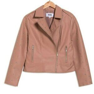 NWT BB Dakota Steve Madden Blush Pink Faux Studded Leather Moto Jacket SMALL